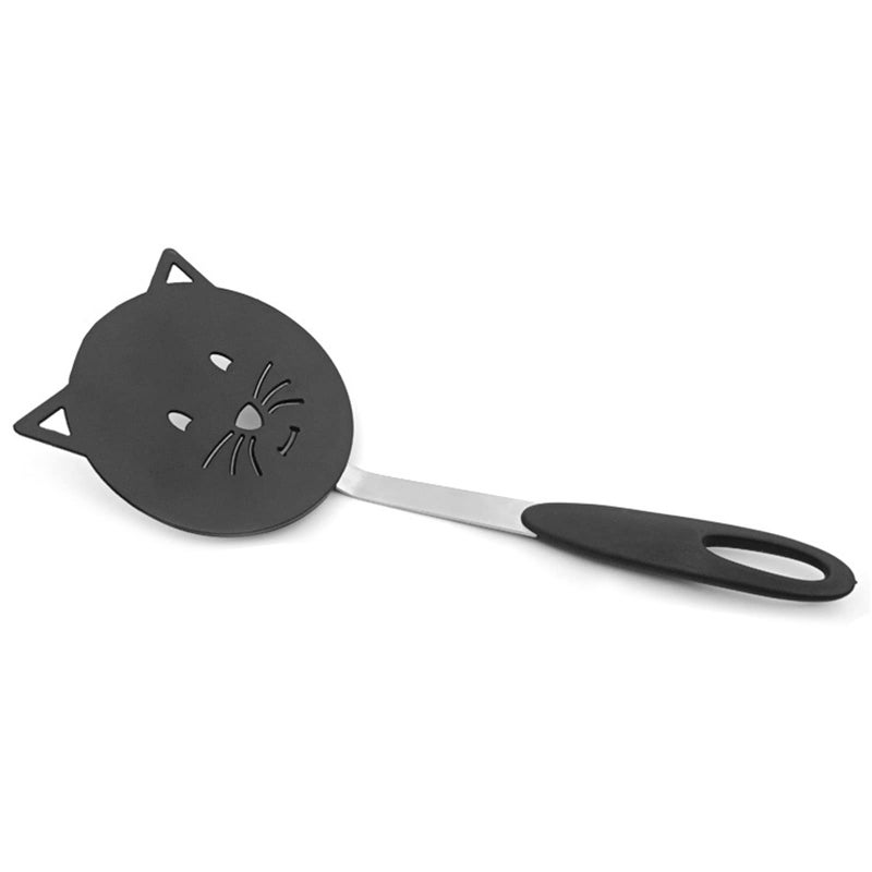 GOODFEER Nylon Turner Cat Shape Small Heat Resistant Wok Spatula for non stick cookware with Stainless Steel Bracket for Cooking, Fish, Eggs, Pancakes, Fried Rice - Image 1